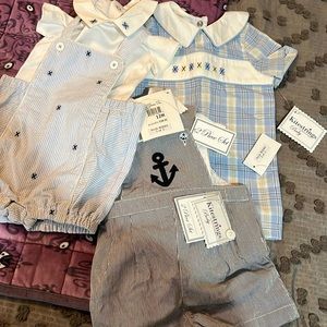 Kitestring 🪁NWT 12 month boy rompers 💙 3 in total